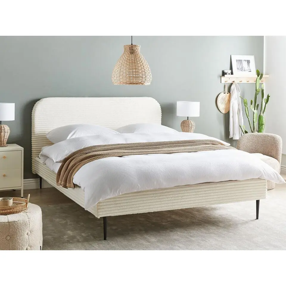 FLAYAT - Tweepersoonsbed - Gebroken wit - 160 x 200 cm - Corduroy