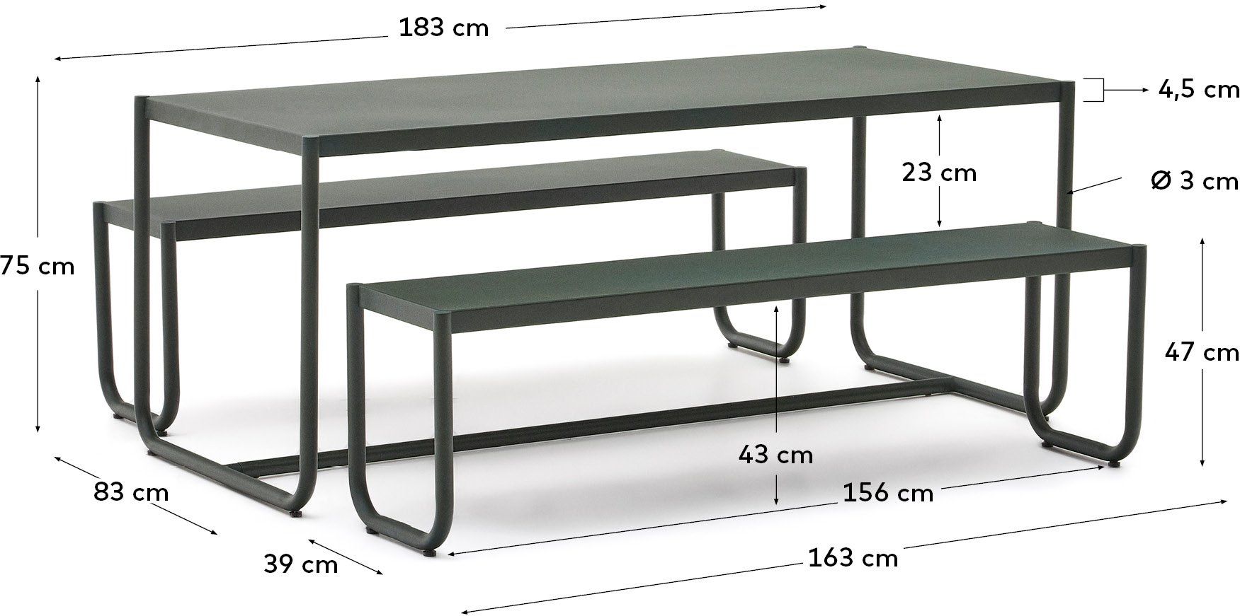 Kave Home   Sotil Outdoor Tuintafel + Bankje