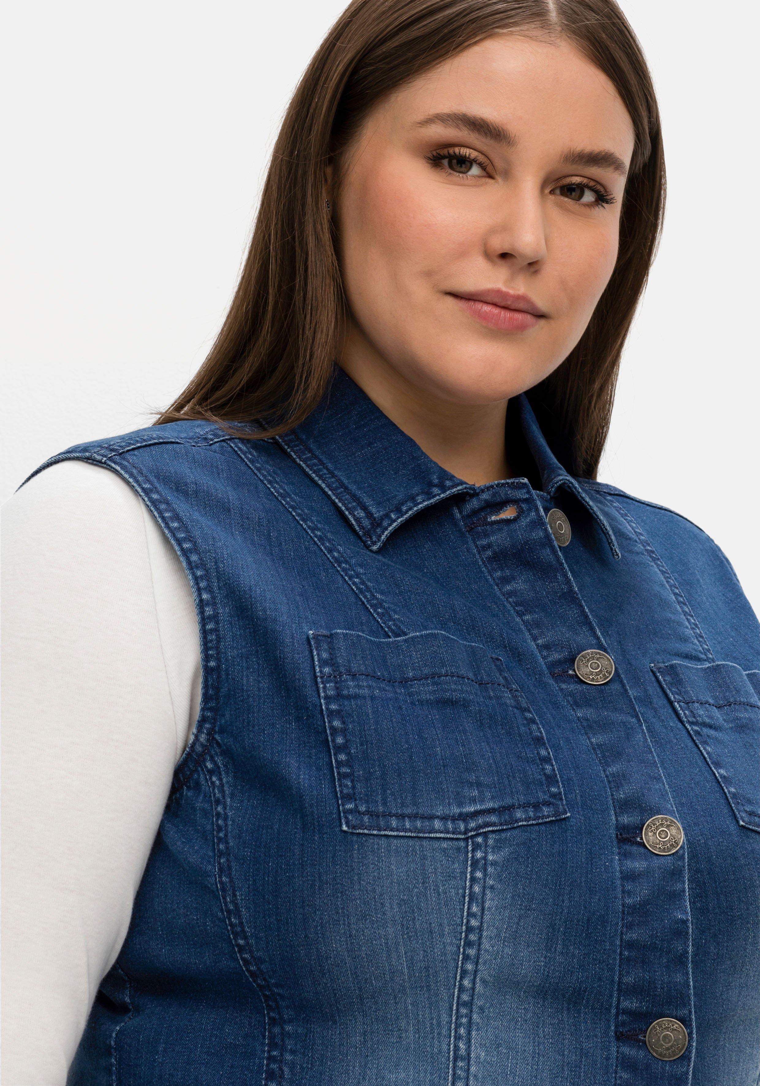 Taillierte Jeansweste mit Umlegekragen