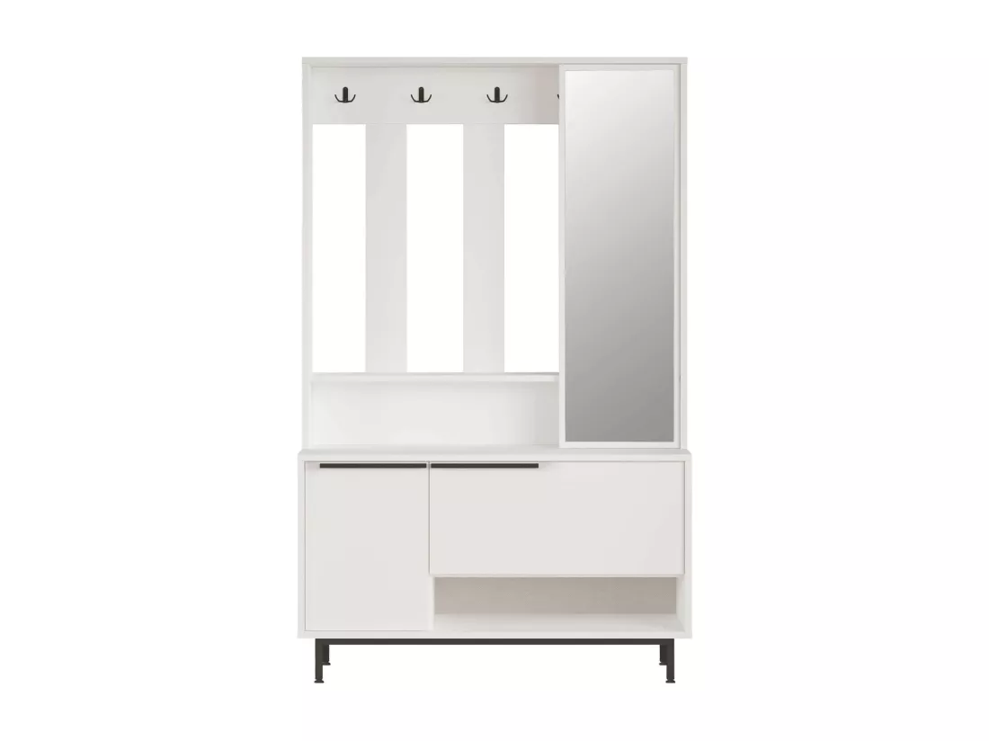 Armoire d'entrée Rebecca Mobili Mikan 178x112x33,5 Panneau de particules Verre Blanc Gris Foncé Moderne