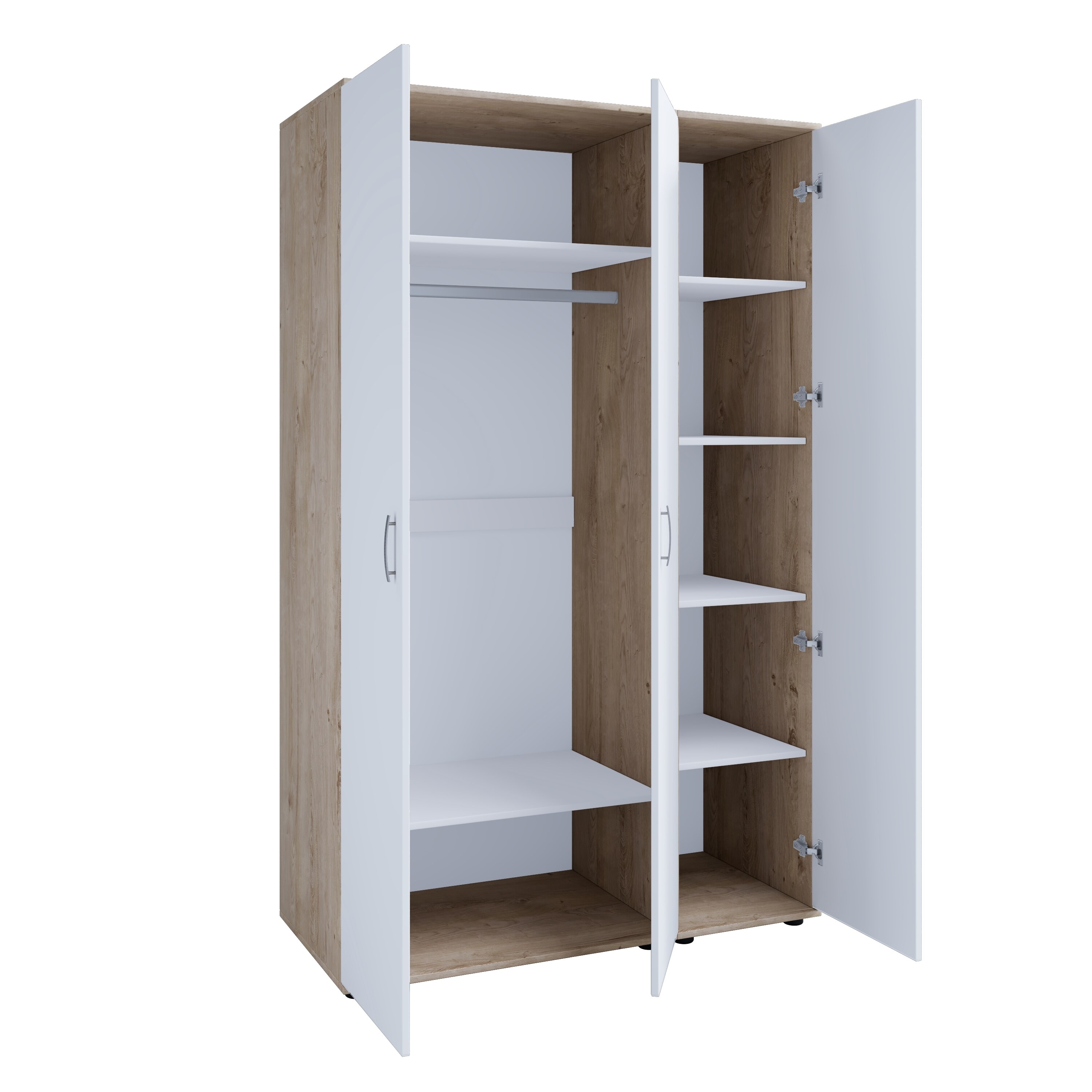 nonjoo. Babyzimmer Lani Set 10: best. aus Babybett, Kommode, Wickelaufsatz, Wandboard, Regal mit 3 Fächern, Regal mit 6 Fächern und Kleiderschrank 3-trg.