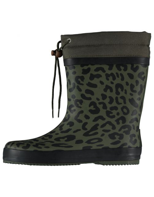 Xq Footwear Dames Regenlaars Gevoerd Luipaard&Groen - Laarzen