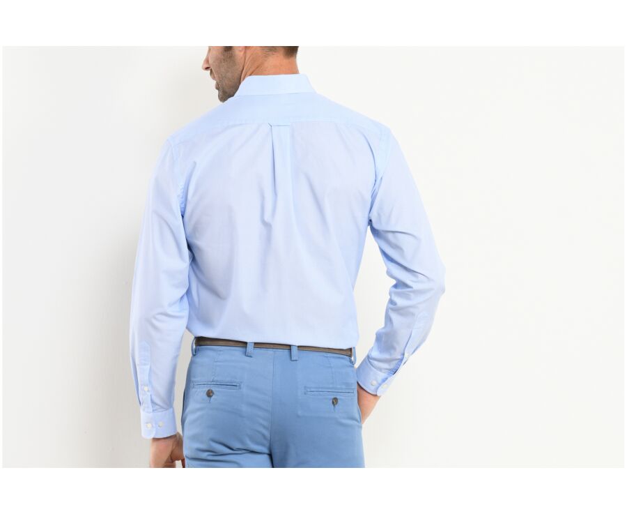 Chemise blanche imprimée motifs bleus - Col français - NESTOR