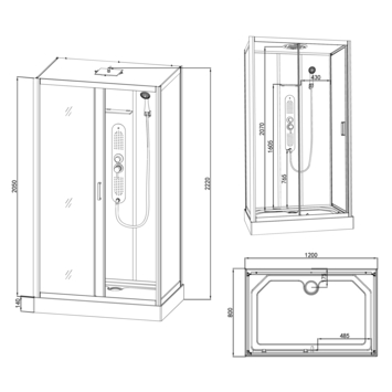 Allibert complete douchecabine Gipsy met schuifdeur zilver wandmodel 80 x 120 cm
