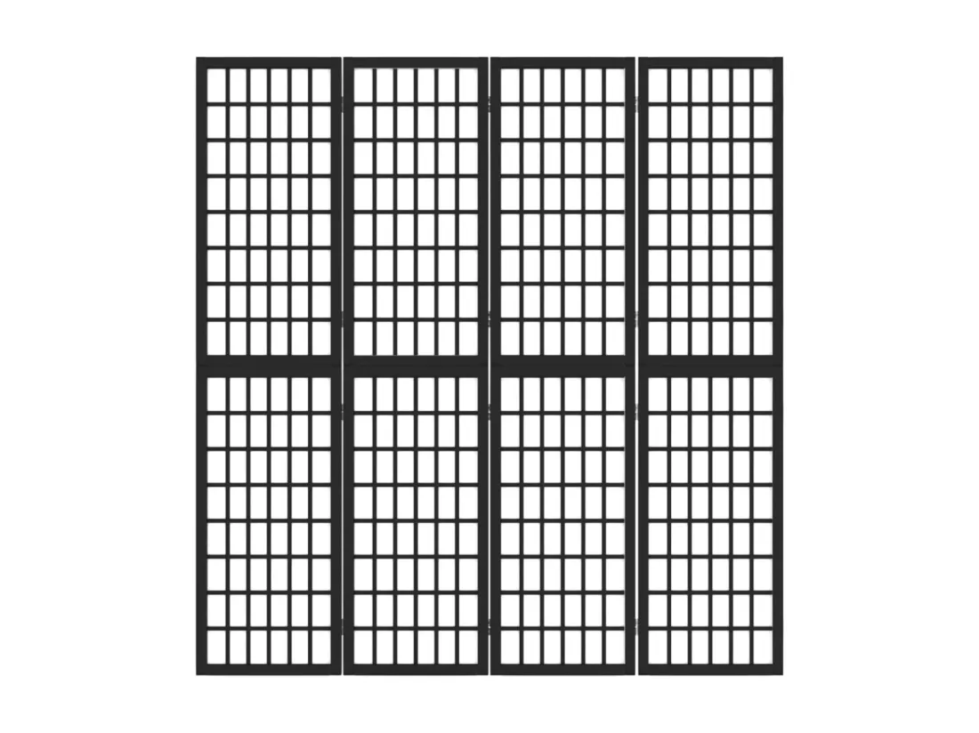 Cloison de séparation pliable 4 panneaux 160x170 cm Noir