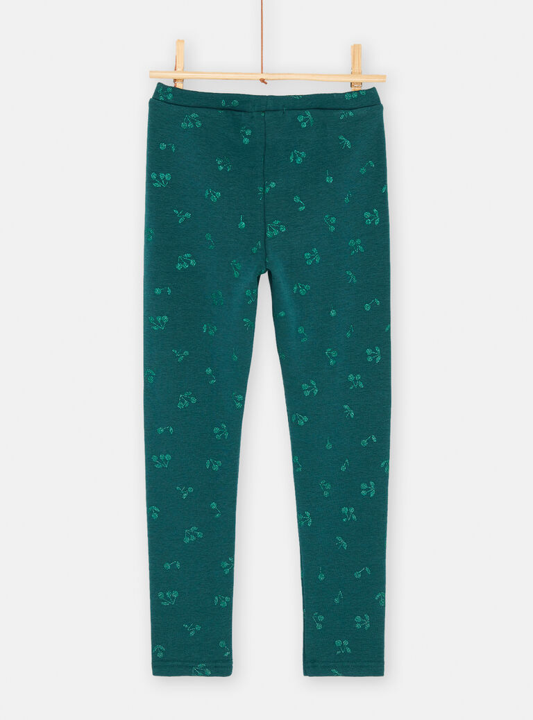 Legging bleu canard à imprimé cerise pour fille