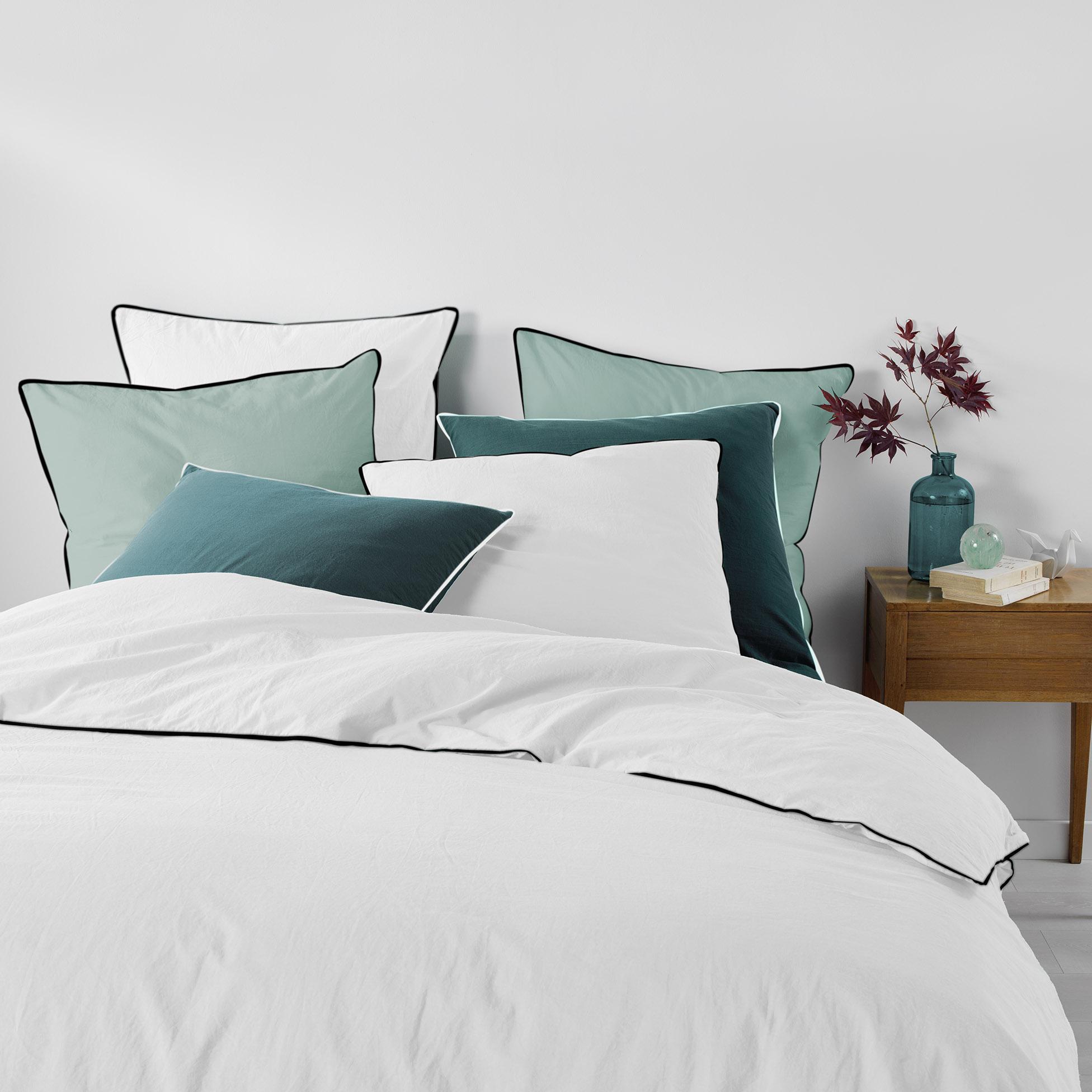 PARURE 240X220CM COTON LAVE UNI 57 FILS LINETTE BLANC