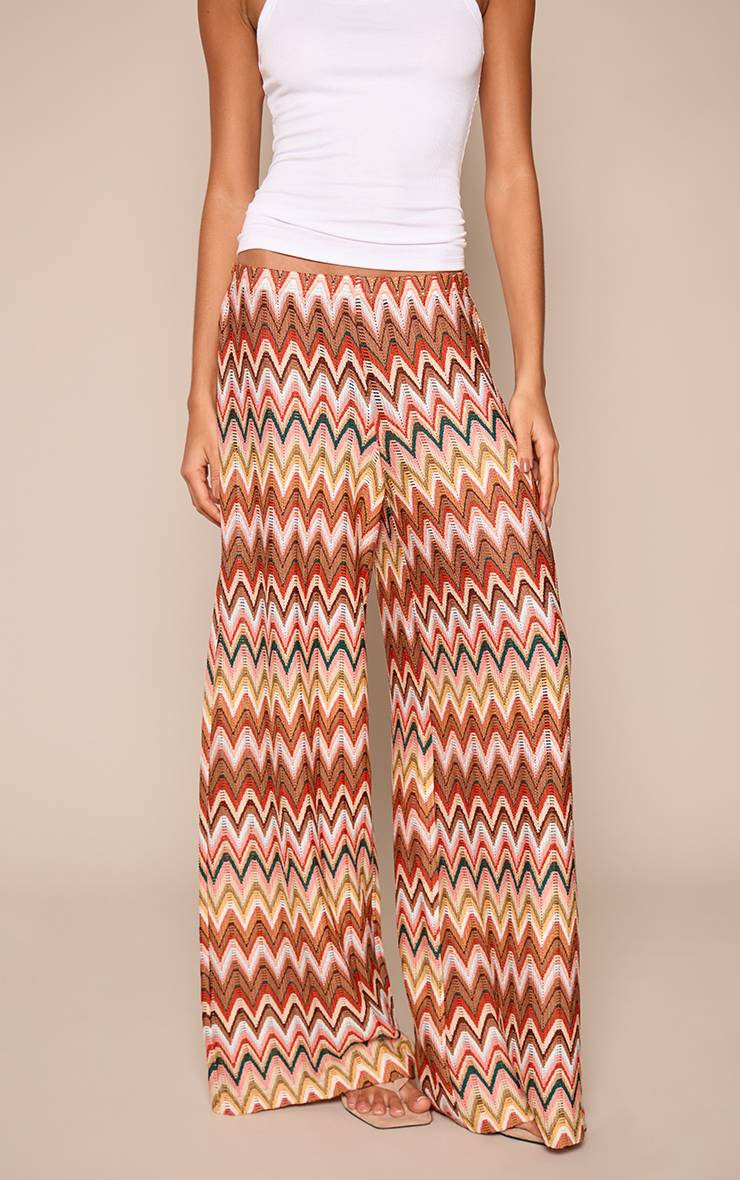 Multicolore Pantalon Large À Imprimé Texturé