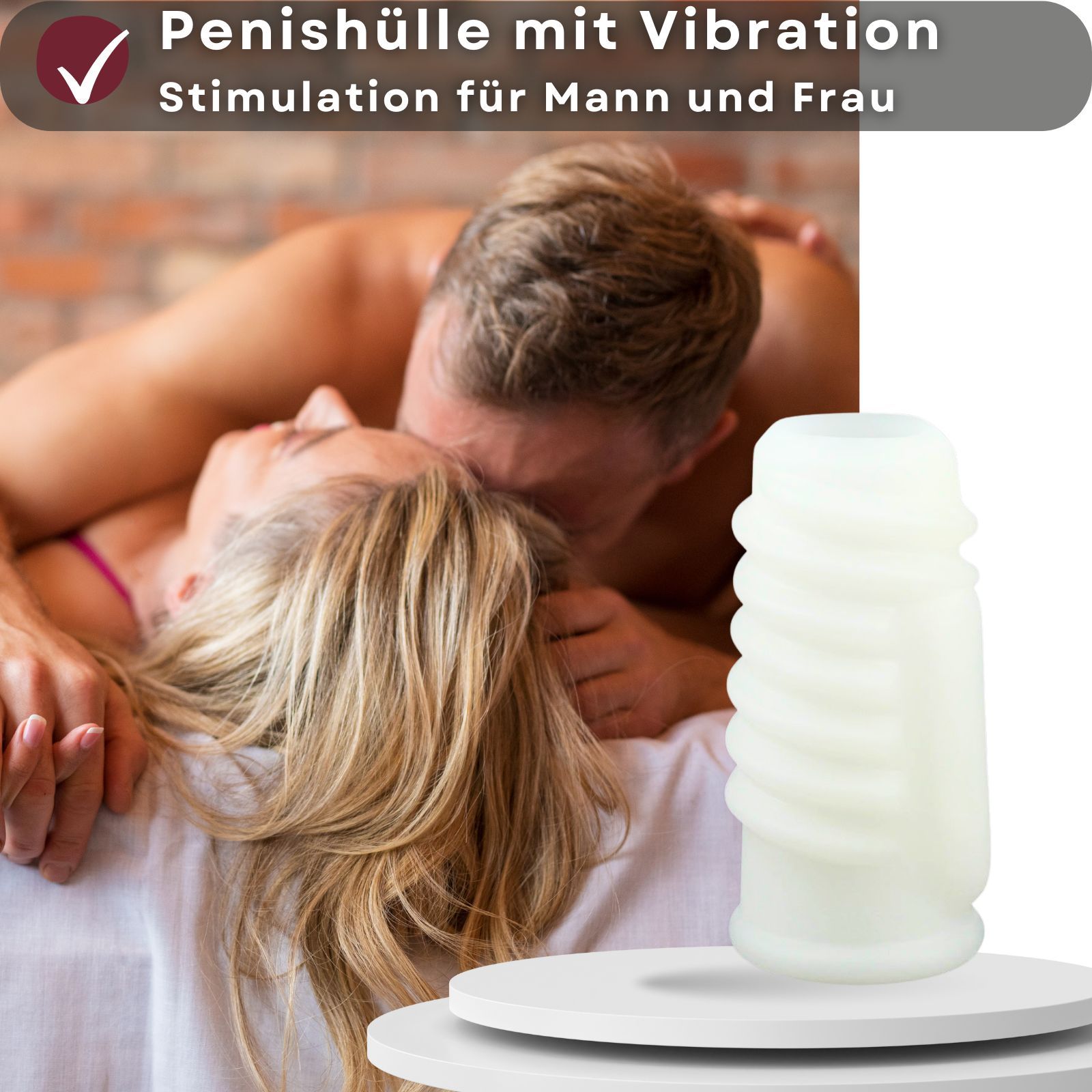 Lovelyness - Penishülle mit Vibration Weiß mit Rillen