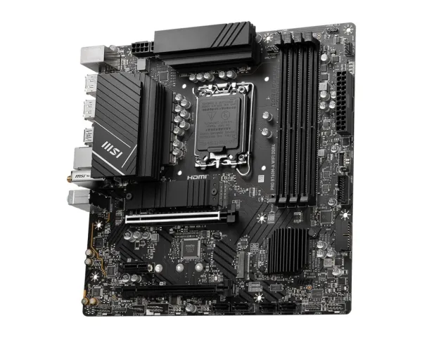 MSI PRO B760M-A WIFI DDR4 - Bundkort - micro ATX - LGA1700 sokkel - B760 Chipset - USB 3.2 Gen 2, USB 3.2 Gen 1, USB-C 3.2 Gen 1 - 2.5 Gigabit LAN, Wi-Fi 6E, Bluetooth - onboard grafik (CPU påkrævet) - HD Audio (8-kanaler)