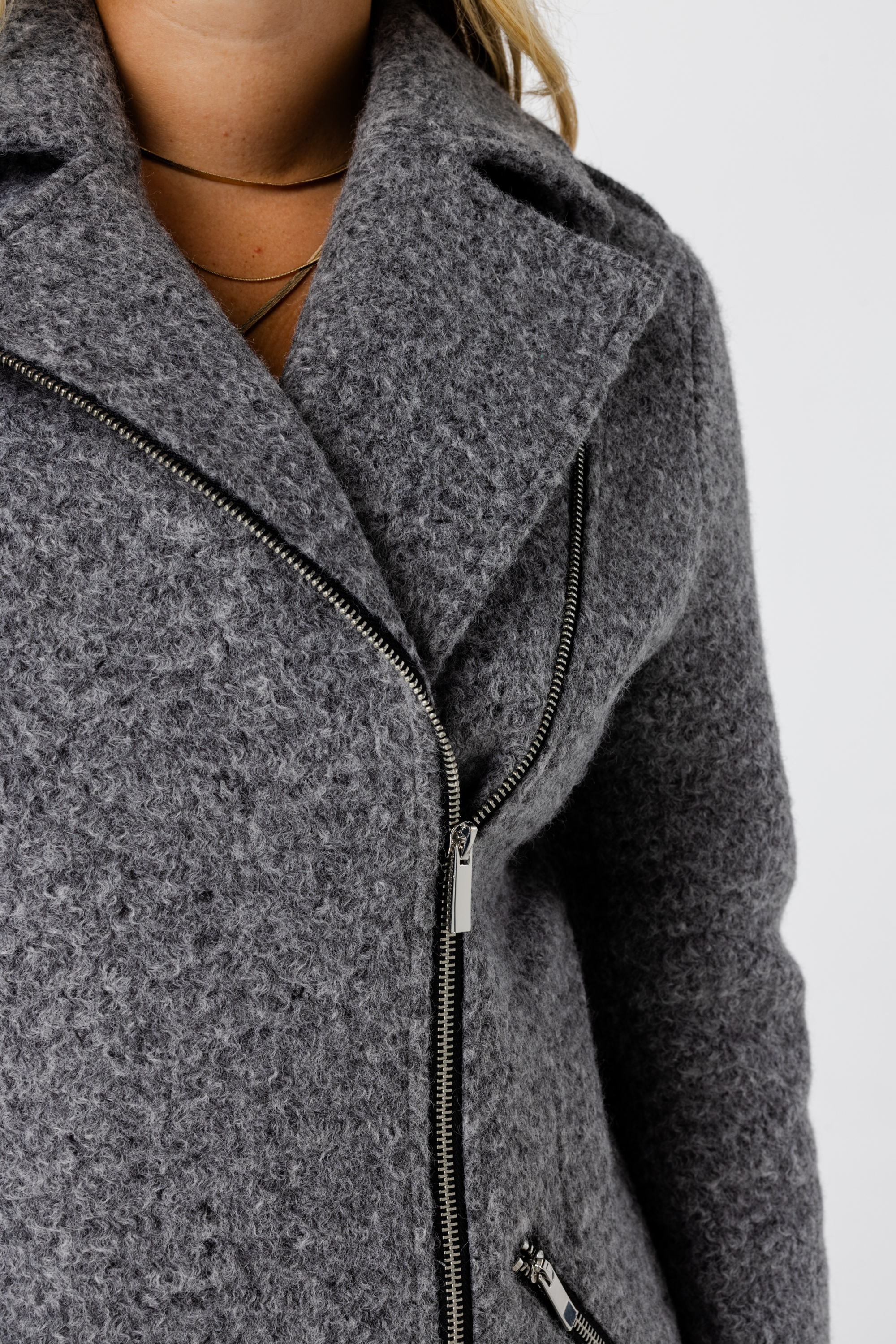 Jas met ritssluiting dark grey melange