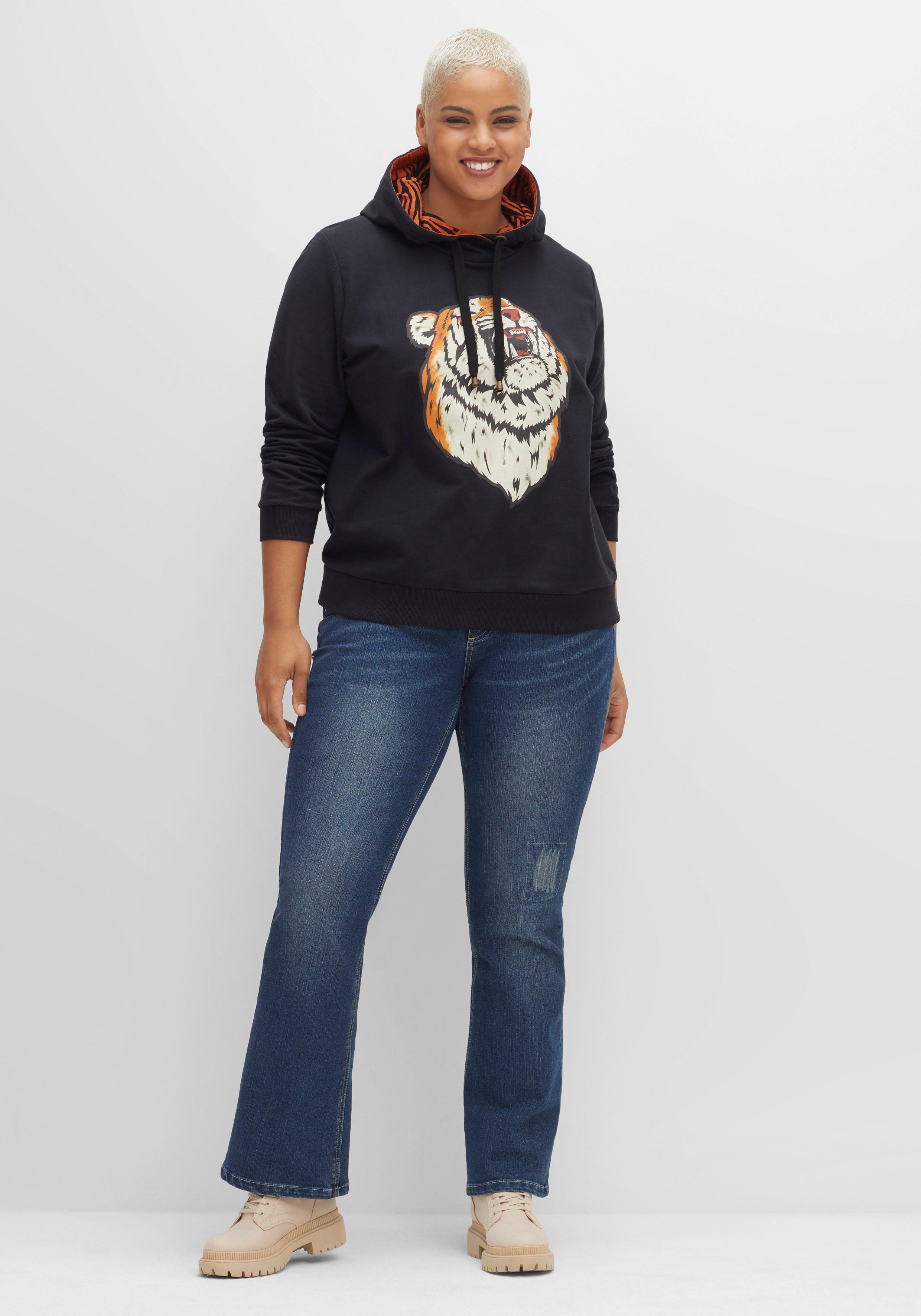 Kapuzen-Sweatshirt mit Animal-Frontdruck