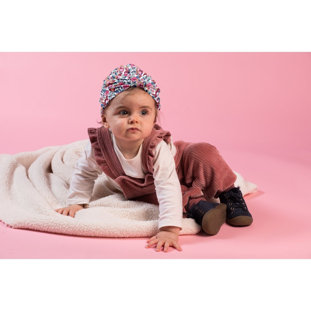 Turban Bébé Boutons Rose