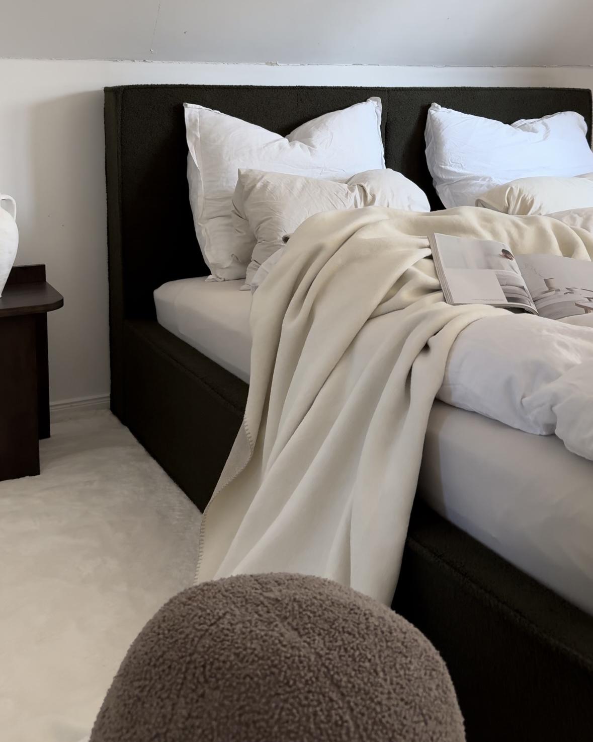 Bed met opbergruimte Bouclé MOISSAC 160 x 200 cm Donkergroen