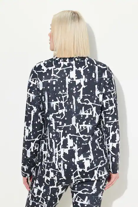 Funktionsshirt, Loop, V-Ausschnitt, Langarm, recycelt, schwarz