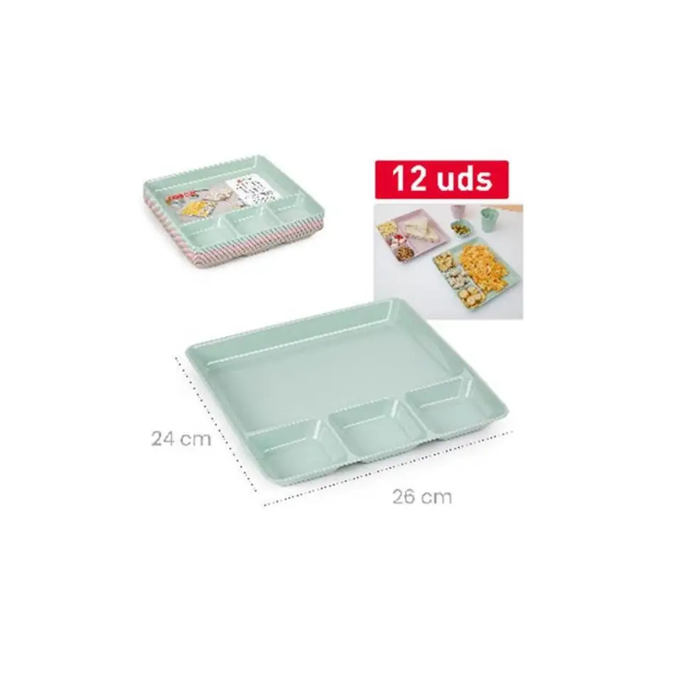 Plasticforte Vakjesborden - 1x - beige - gourmetbord - 26x24 cm