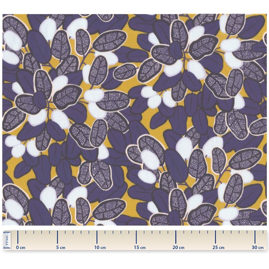 Coupon Tissu 50 Cm Ex2542 Kumquat Marine Moutarde