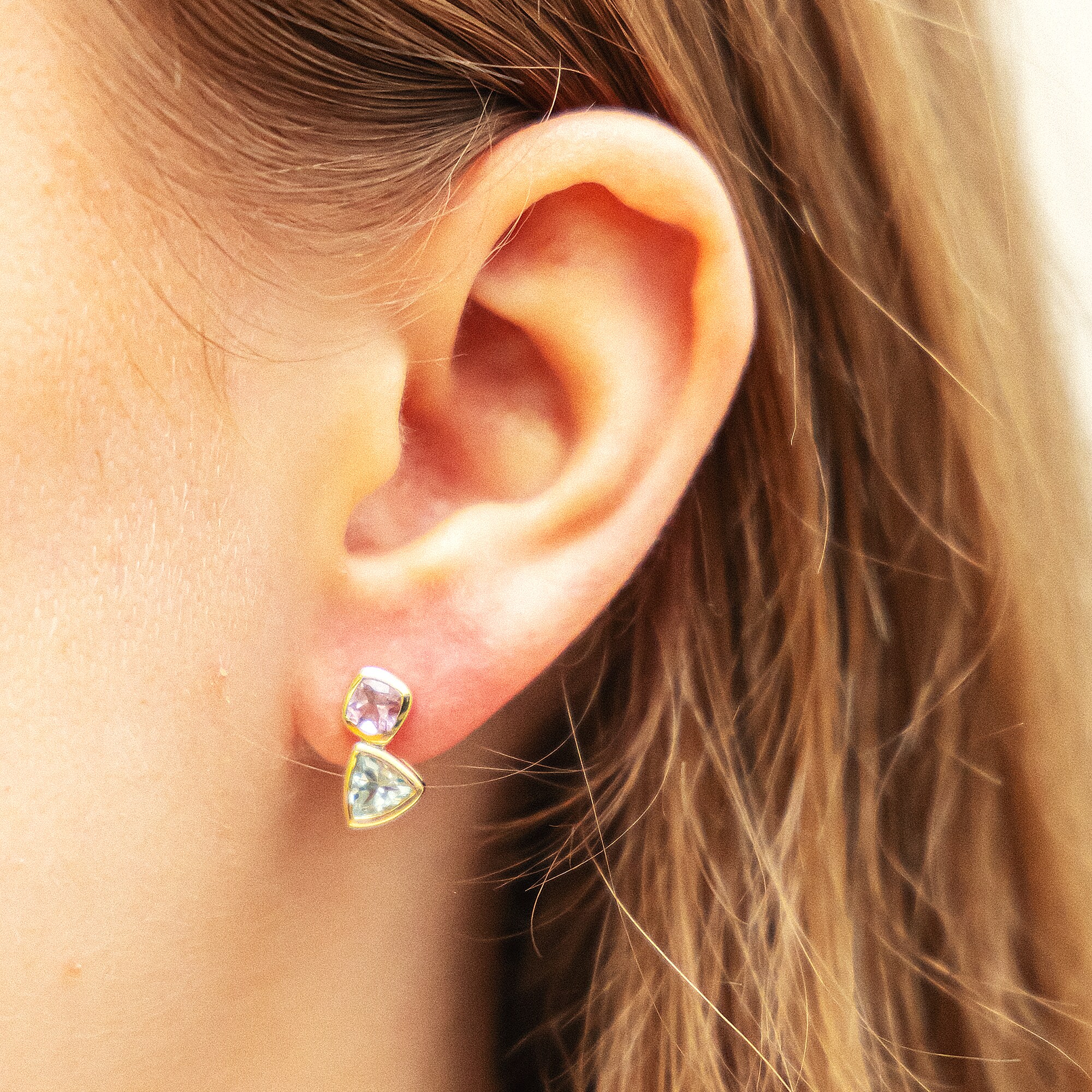 Fascination by Ellen K. Ohrringe Gold 375 Blautopas (beh.) + Amethyst