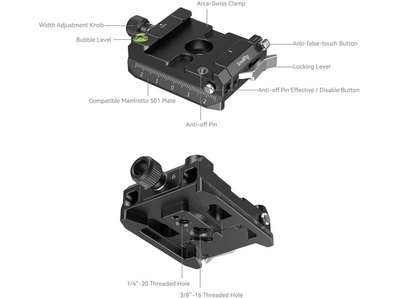 Smallrig Arca-Swiss / Manfrotto kompatibles Montageplatten- Geeignet für Arca-Swiss und Manfrotto Schnellwechselplatten