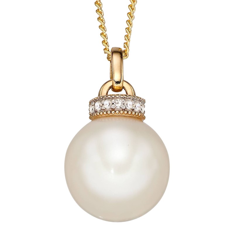 Collier perle et diamant sur or jaune 375/1000