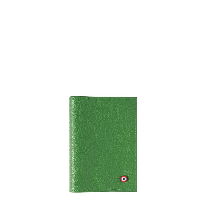 Porte-passeport Louis en cuir grainé Pré Vert