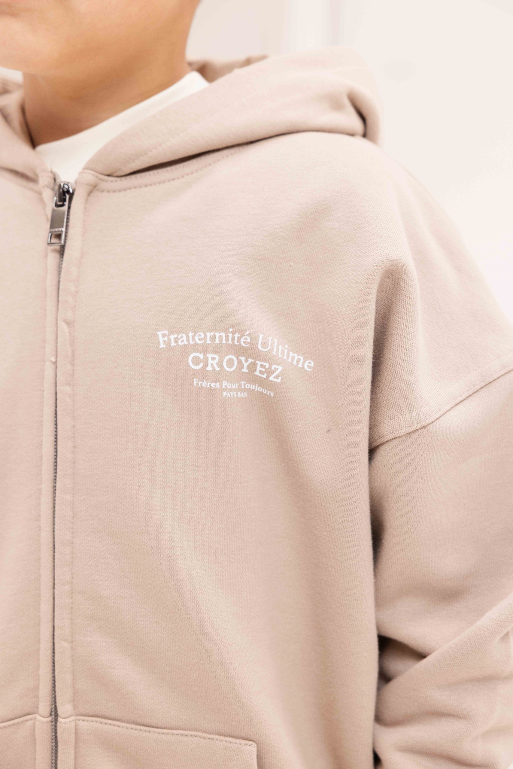 Croyez Fraternité Zip Hoodie Kids Beige