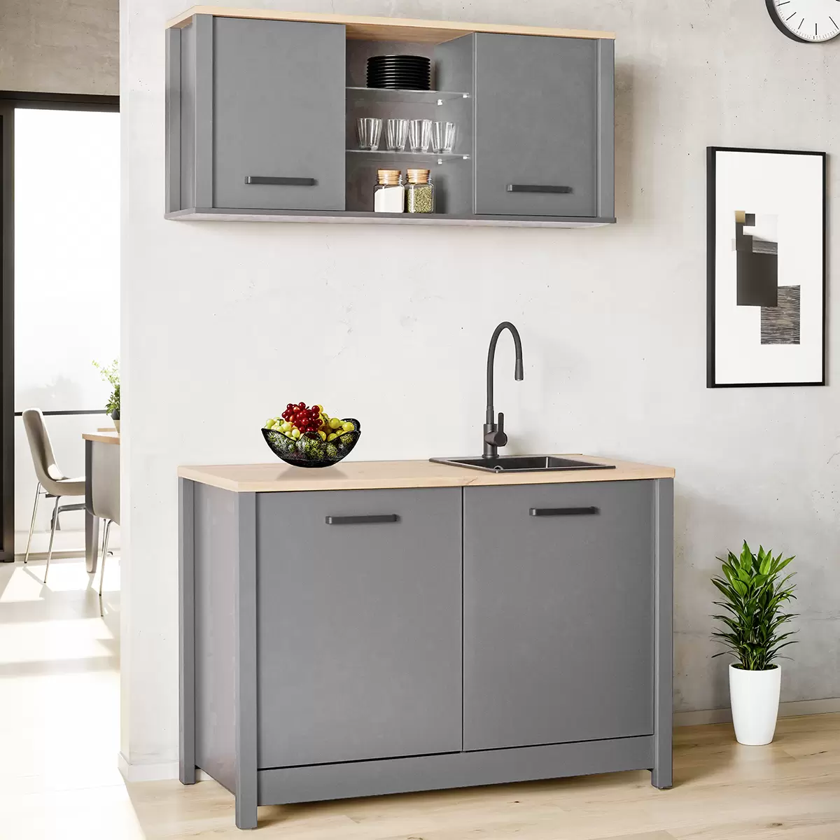Spülenschrank Veneto anthrazit,Artisan Eiche