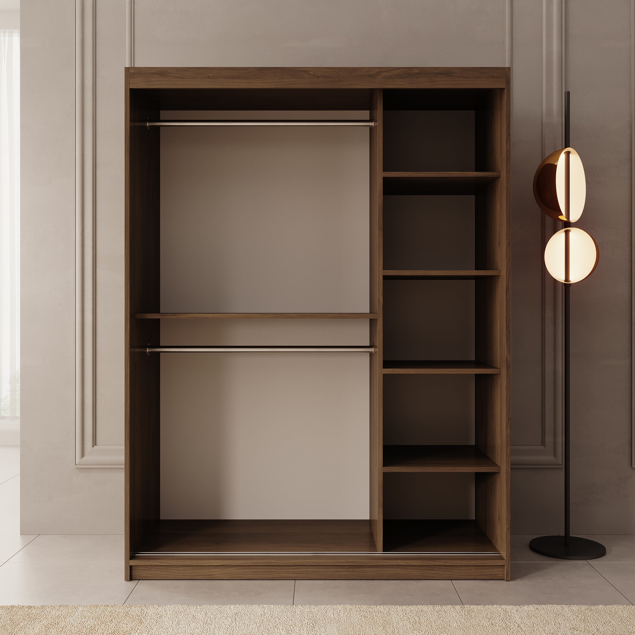 Azai - Kledingkast met schuifdeuren - Walnootpatroon - 150x62x200 cm