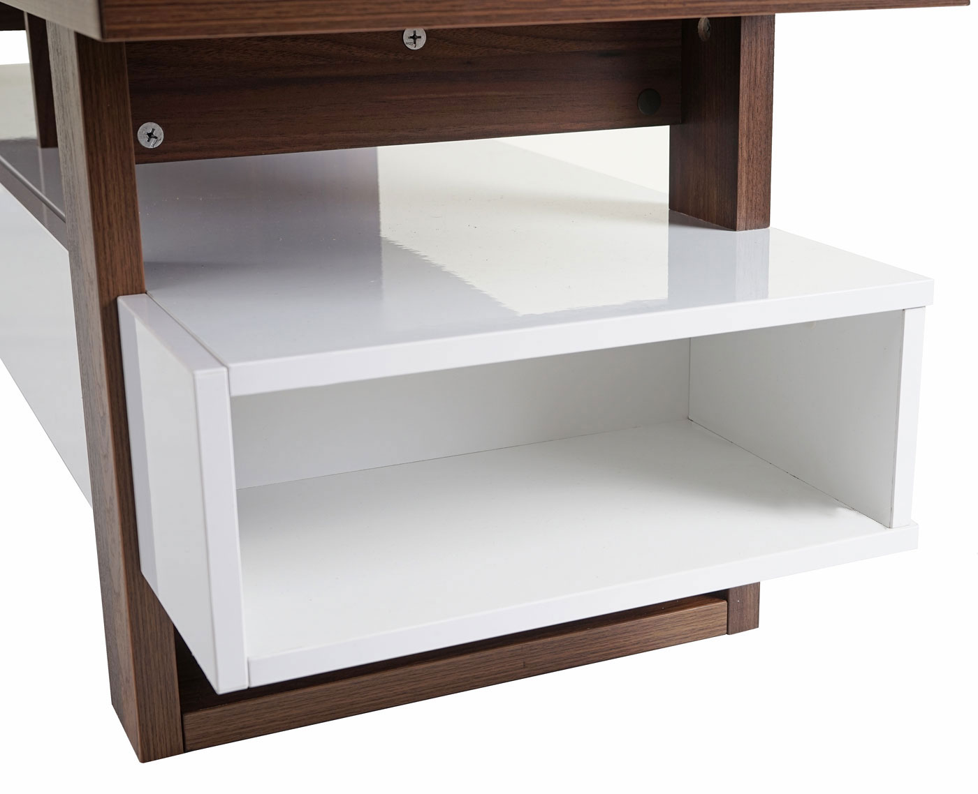 TV-Rack MCW-B51, Fernsehtisch Lowboard Schrank, 3D-Struktur Walnuss-Optik hochglanz 46x150x45cm