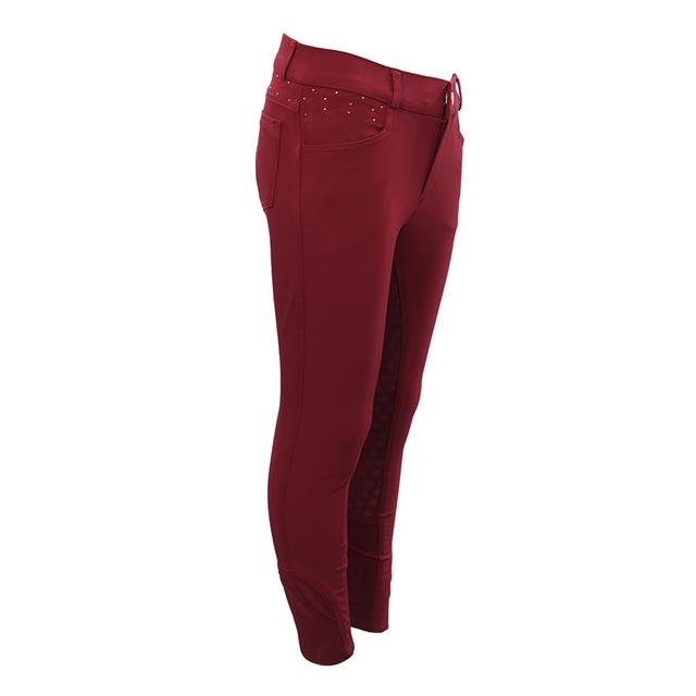 Paardrijbroek La Valencio LVWilhelmina Full Grip Kids Donkerrood