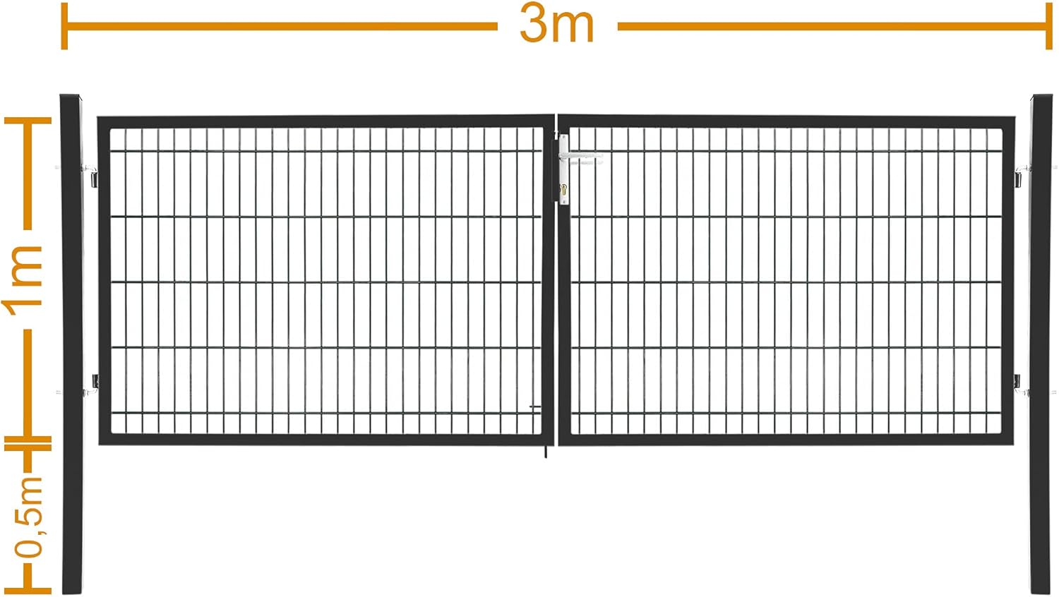 Doppelflügeltor Flügeltor Einfahrtstor Gartentpforte Doppeltor Hoftor Gartentor, Farbe:Anthrazit, Gartenpforte Breite:3x1m