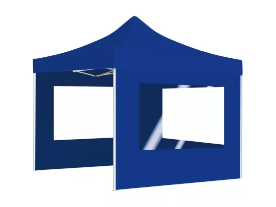 Tente de réception pliable avec parois Aluminium 2x2 m Bleu