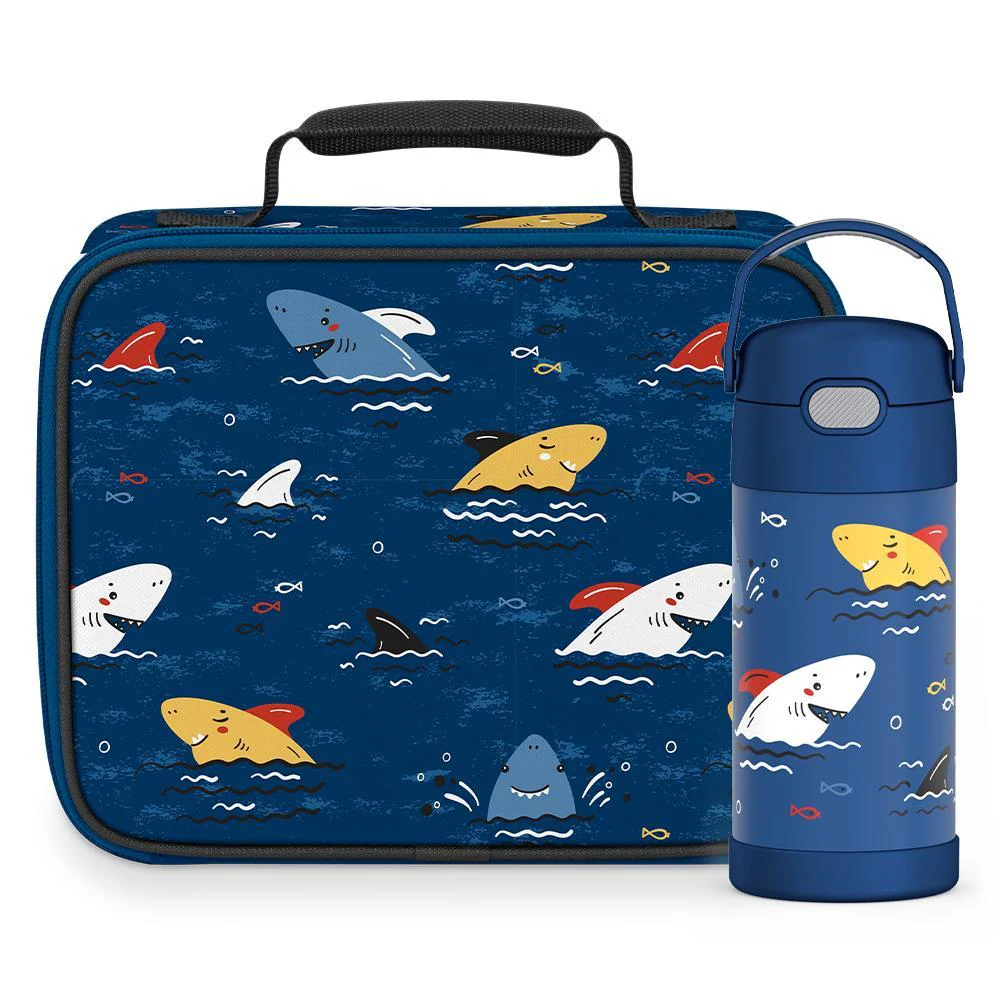 SOFT LUNCH BOX SHARKS,12ozFUNTAINER® WATER BOTTLE PATTERNS - SHARKS