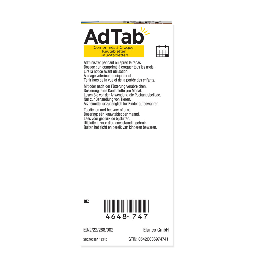 AdTab Anti Vlo en Teek Kauwtabletten Hond 1,3-2,5 kg3 tabletten