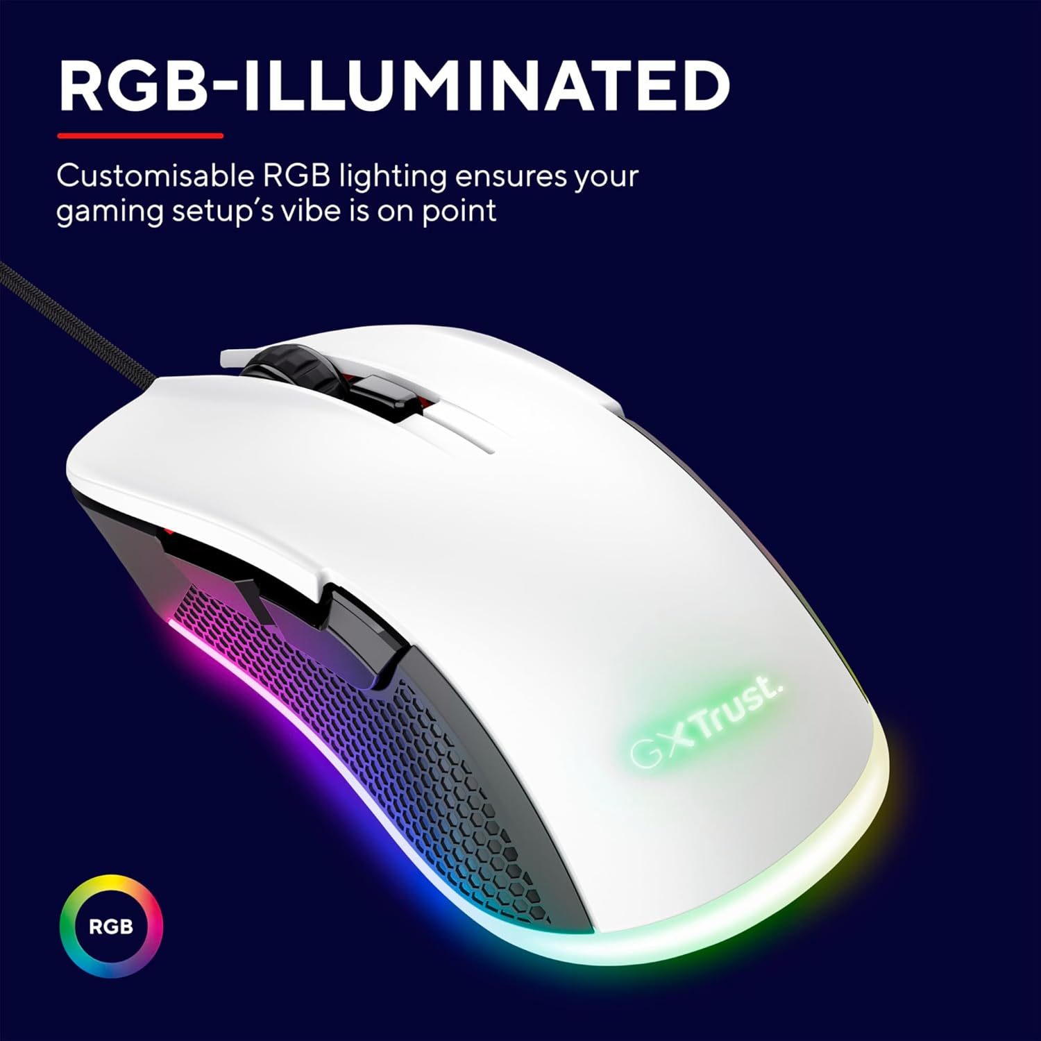 GXT 922 YBAR Kabelgebundene Gaming Maus mit RGB Beleuchtung (24730) - Weiss