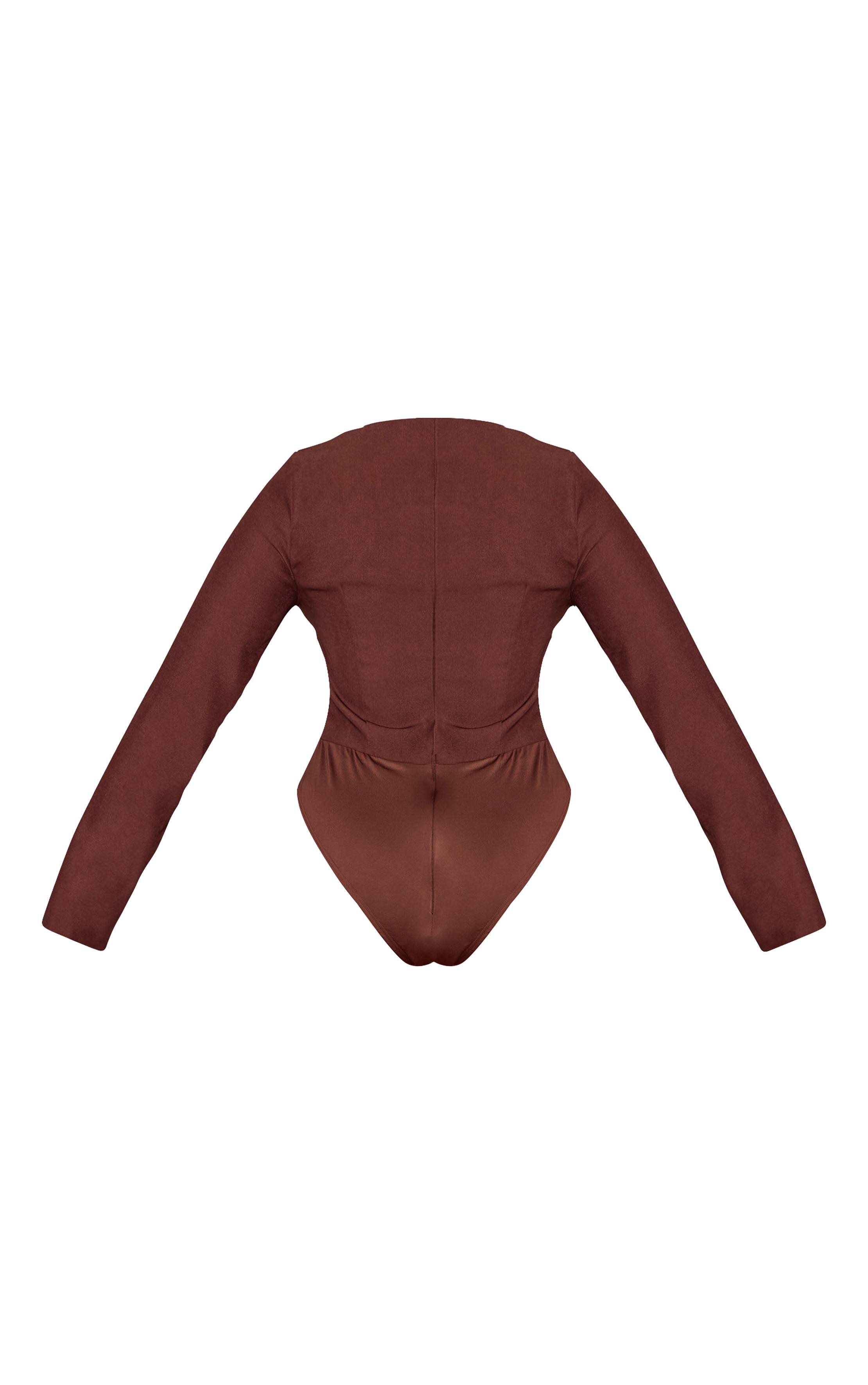 Chocolat Body Corset Manches Longues En Mesh Shape
