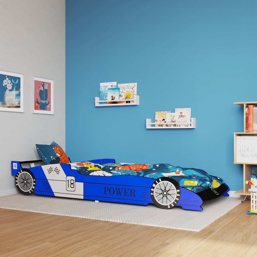 vidaXL Autovormig kinderbed 90x200 cm blauw