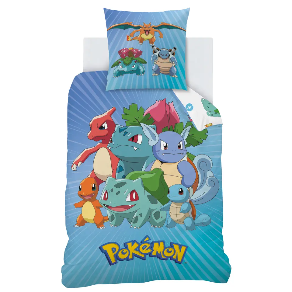 Pokémon Dekbedovertrek Starter Evolution - Eenpersoons - 140 x 200 cm - Katoen