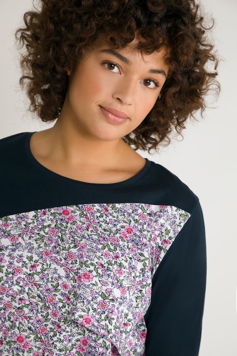 Bellieva-Shirt, Stillfunktion, A-Linie, Blumen, 3/4-Arm