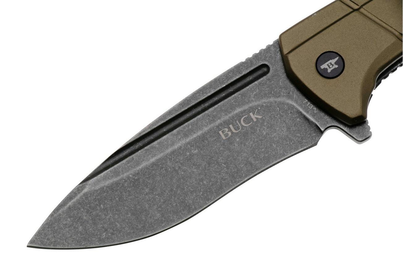 Buck Ruckus 0713GRS Blackwashed D2, Black & Green Aluminium, zakmes