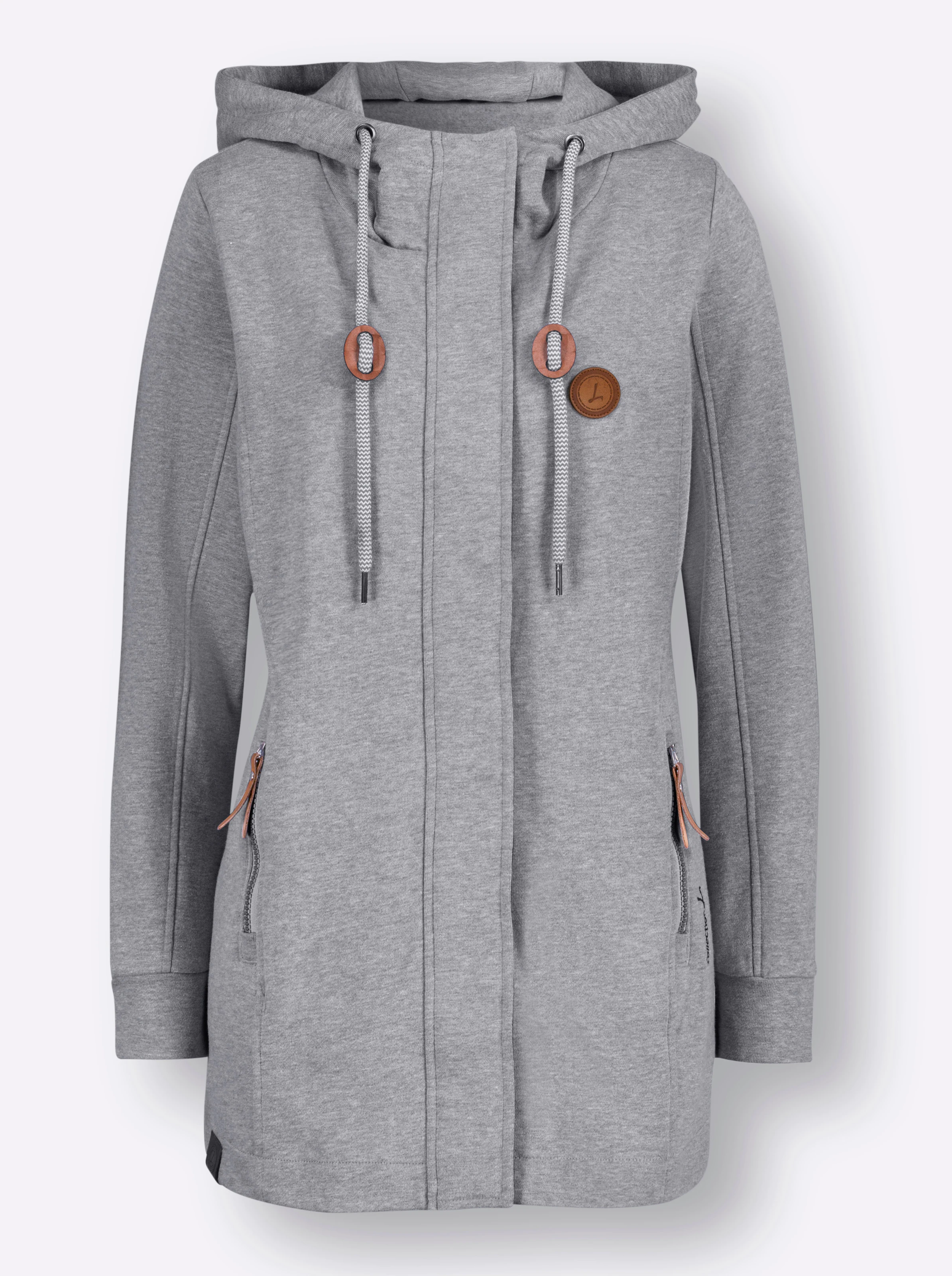 Sweatjacke in grau-weiß-meliert