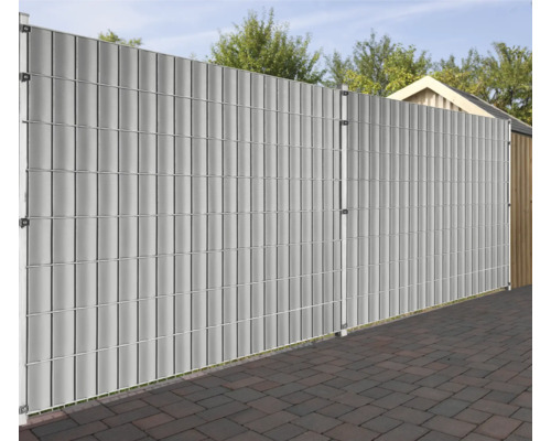 Konsta privacyschermstroken voor dubbeldraads gaas, PVC, 5 stroken, 200 x 19,2 cm, zilvergrijs