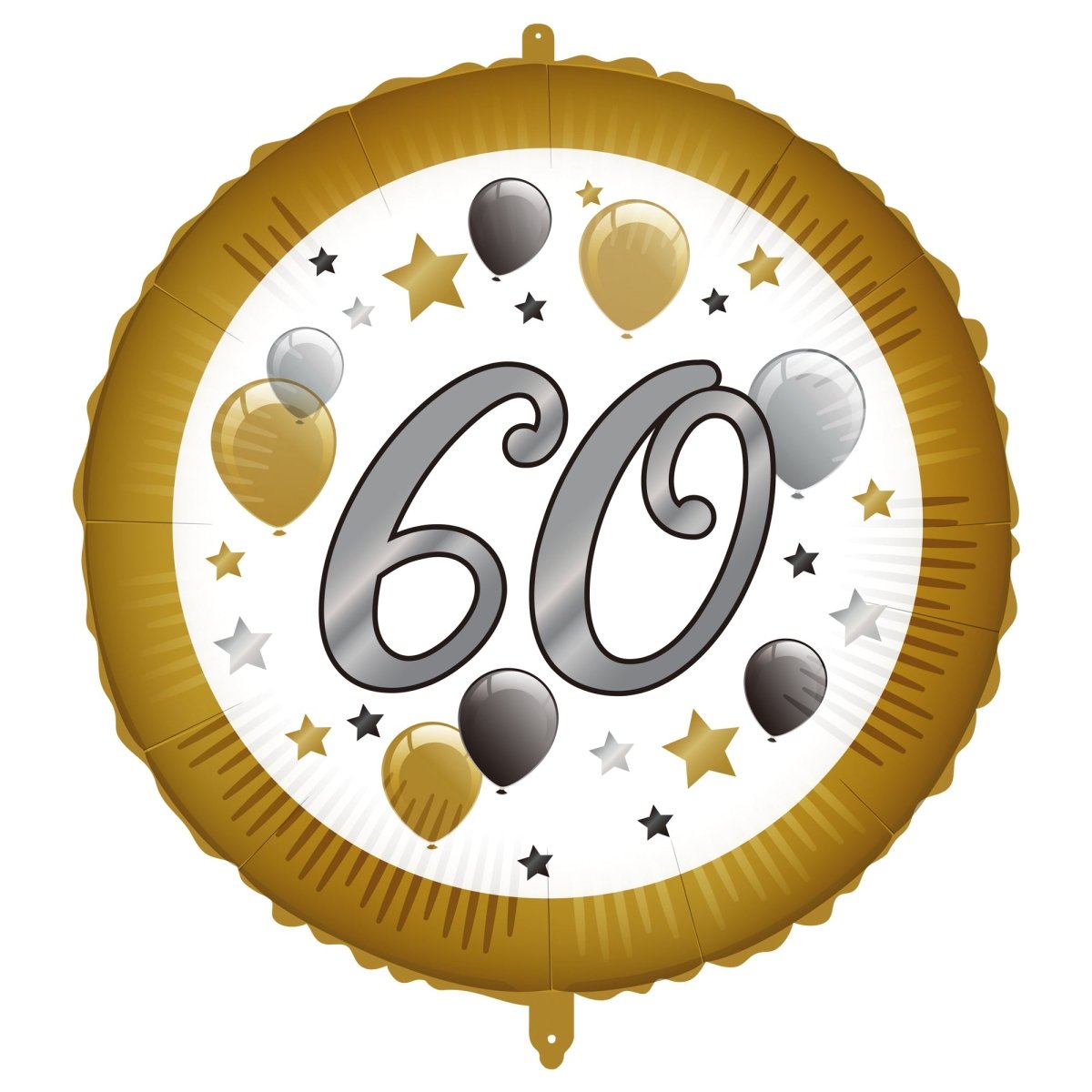 60 Jaar Helium Ballon Wit Goud Leeg 46cm