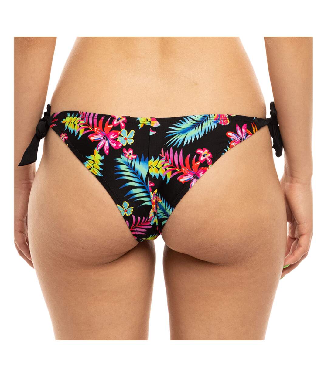 Bas de Bikini Noir/Fleurs Nœud Femme Sun Project Tanga