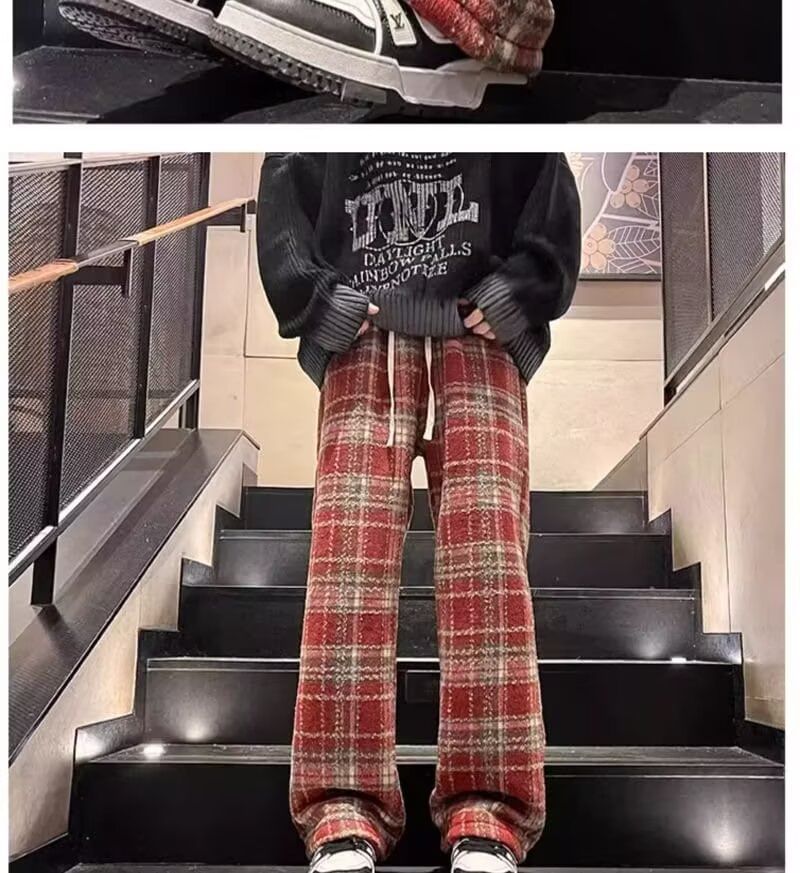 Kenning - Geruite losse broek met trekkoordtaille