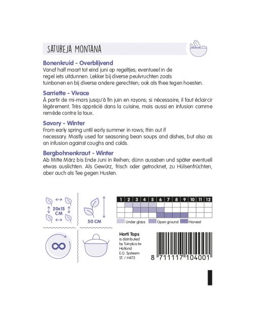 Hortitops Bonenkruid Overblijvende - Kruidenzaden - 400 g