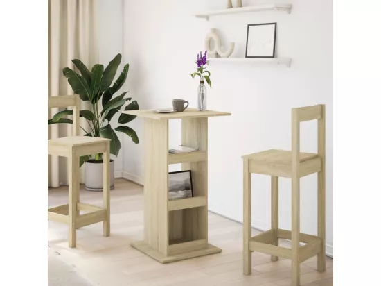 Table de bar avec rangement chêne sonoma bois d'ingénierie