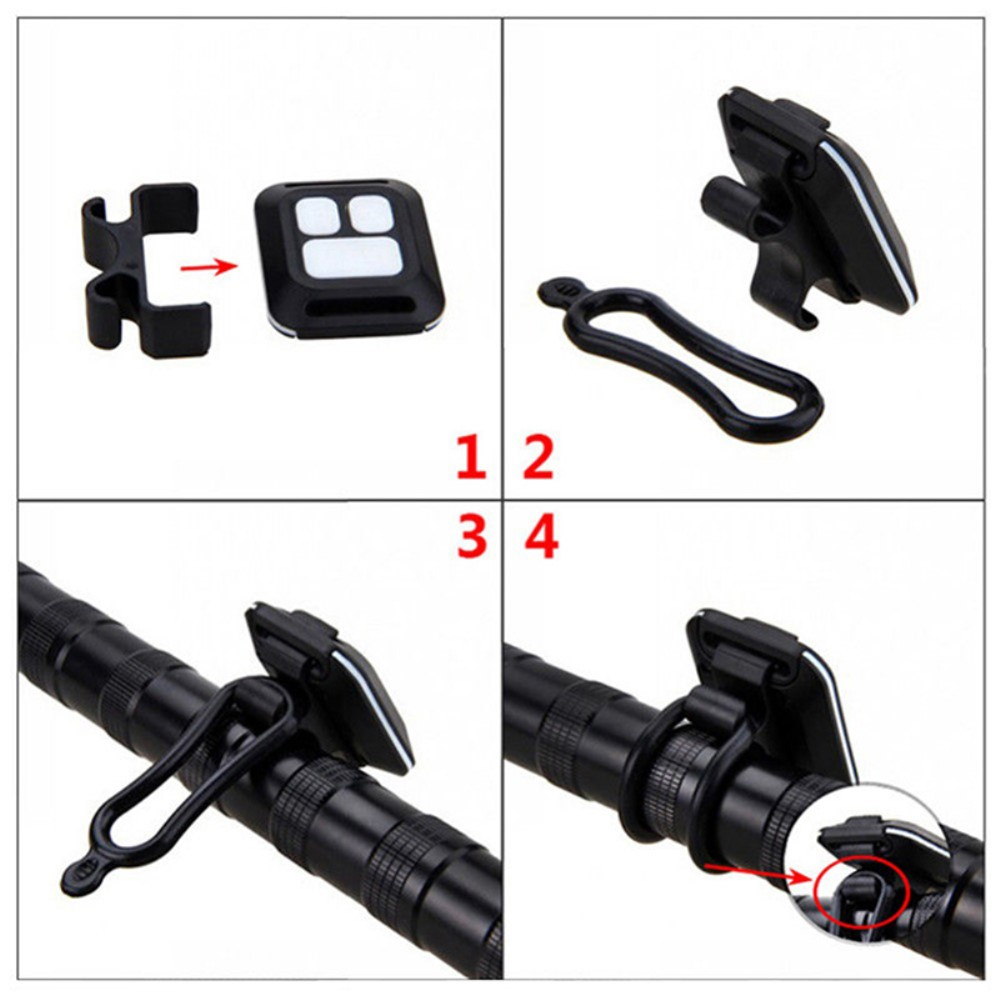 2in1 Wiederaufladbares USB Velo Fahrrad Blinker Rücklicht LED Bremslicht Warnlicht (Spritzwasserfest)