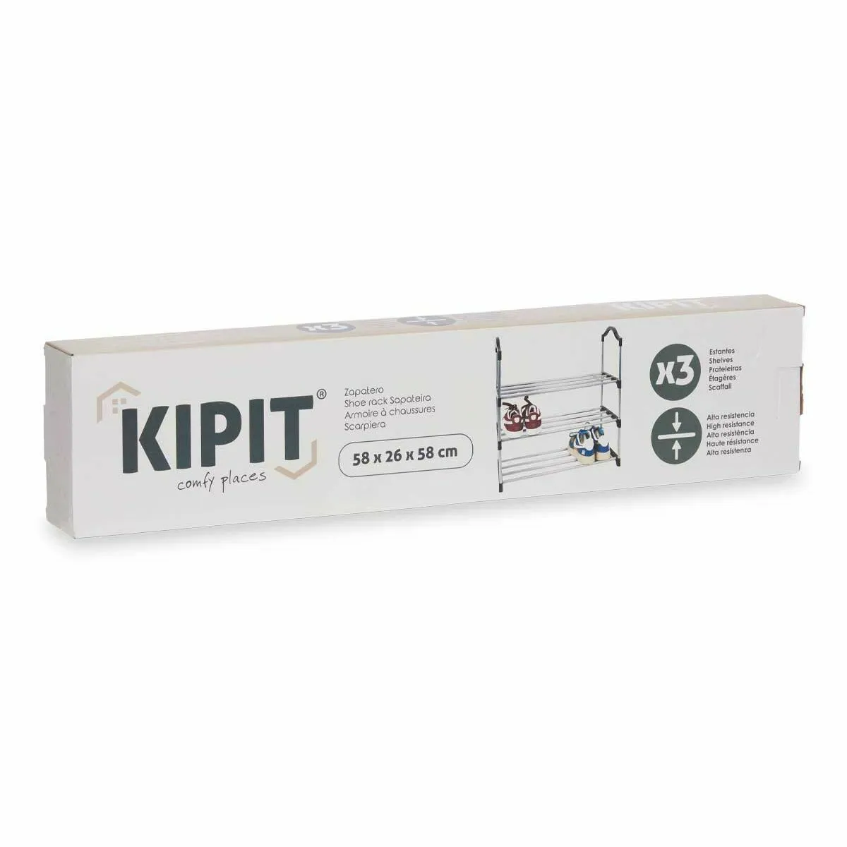 Kipit Range-chaussures 3 Etagères - Métal Argenté