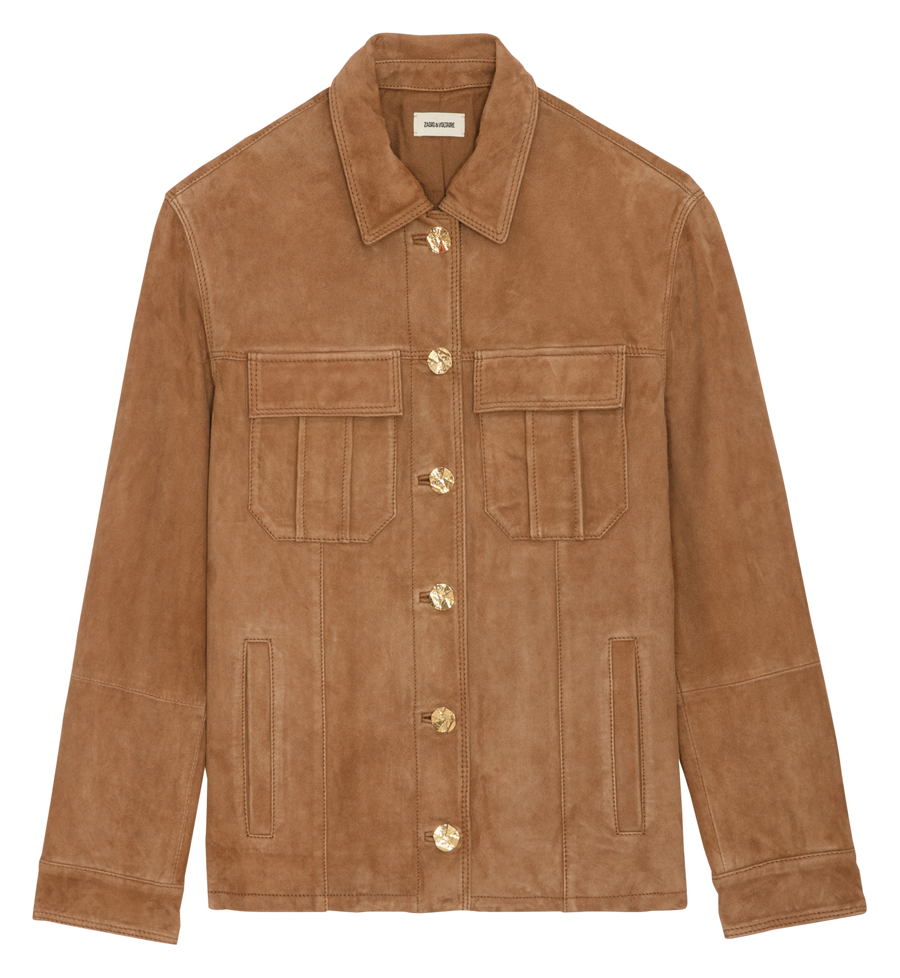 KUBA - Veste en cuir velours | Marron